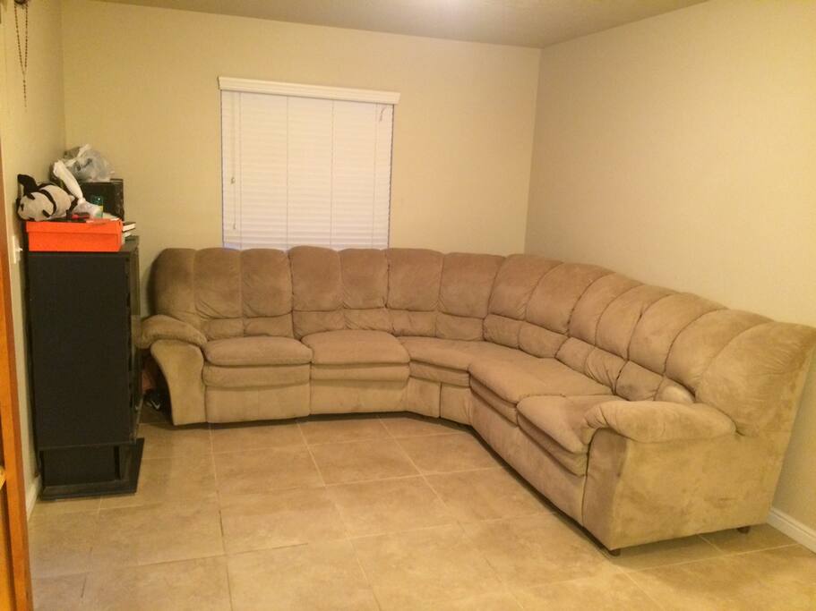 Family Room with view of the porch and back yard
