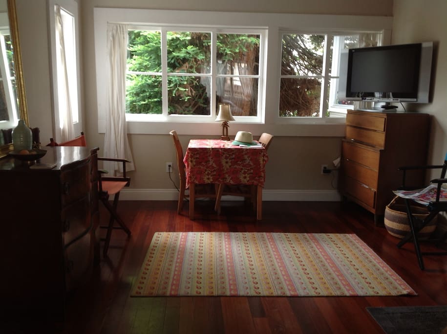 This is the other half of the private room. Peaceful... it looks out into a redwood tree.