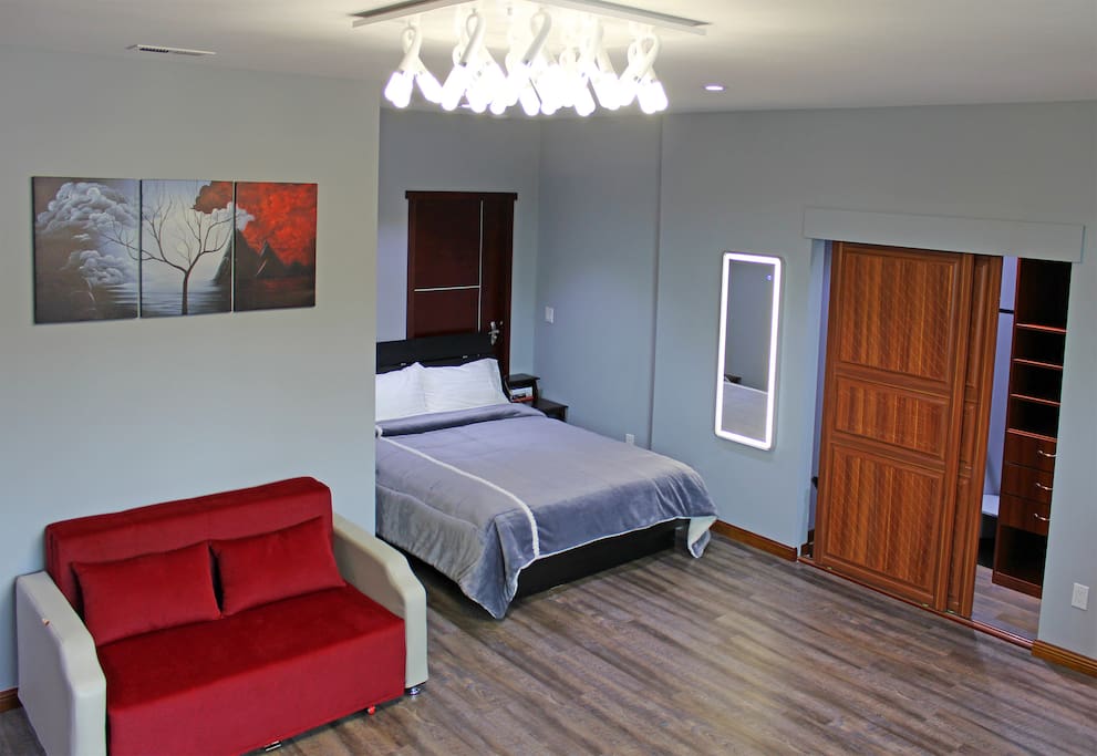 Our brand new home features solid oak doors; heated floors; unique decor and lighting fixtures