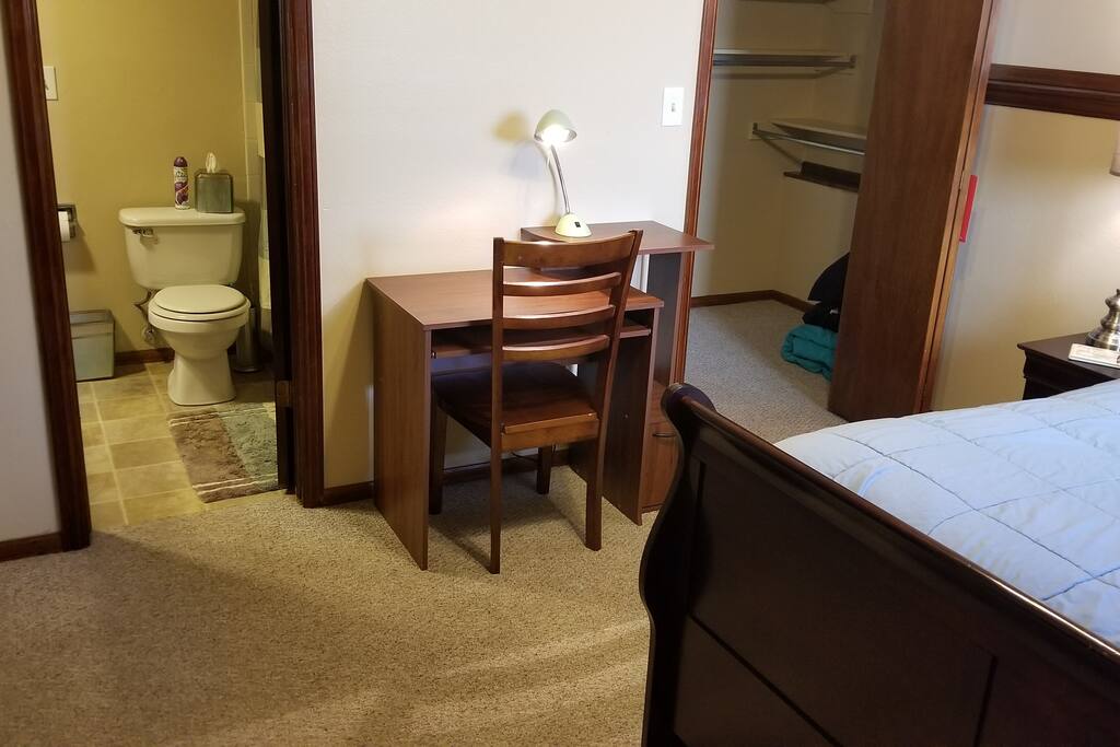 Work desk and huge walk-in closet