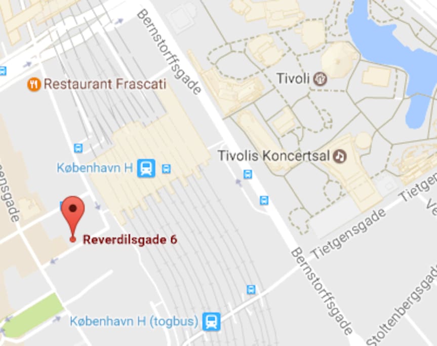 In the heart of CPH. Just beside Copenhagen Central Station (København H)