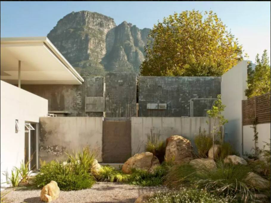 View from living room over garden towards Table Mountain
