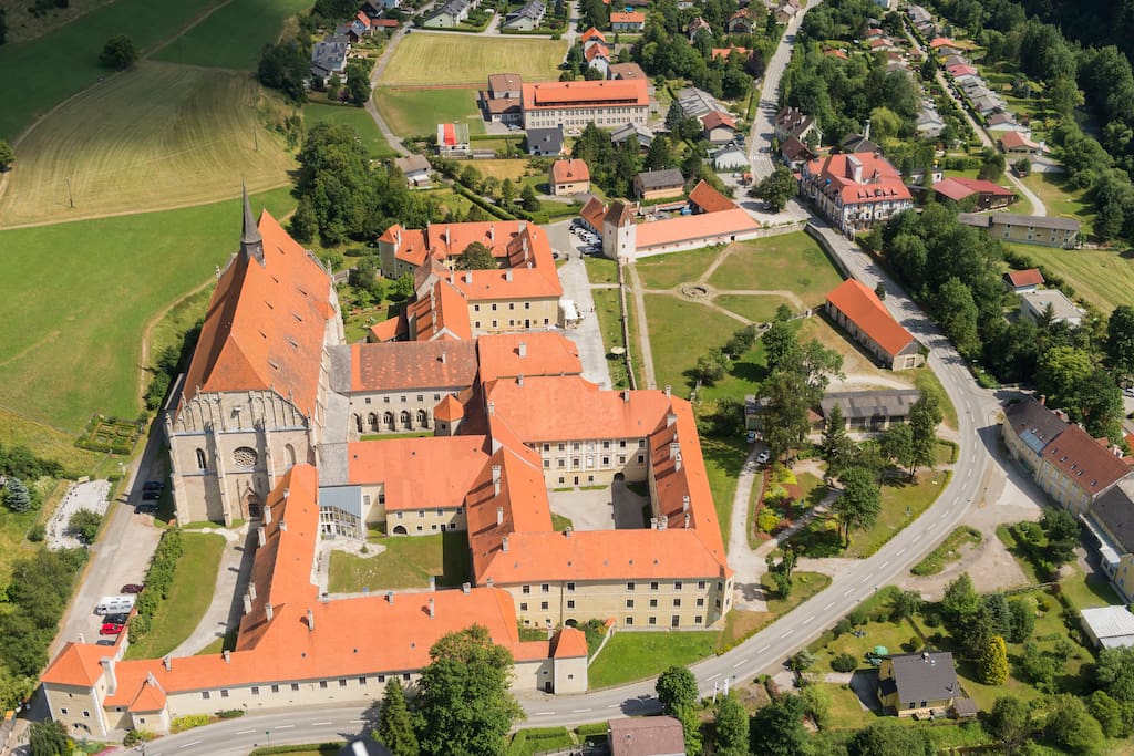 Castle & Monastery, view from the nearest mountain