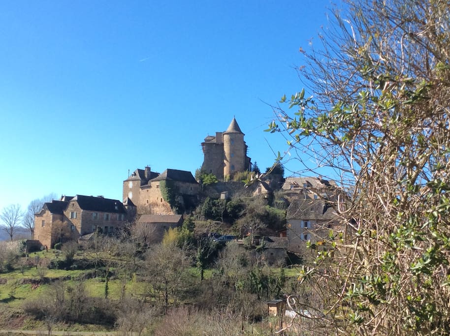 Ensemble du hameau:la maison est en haut,à droite du château