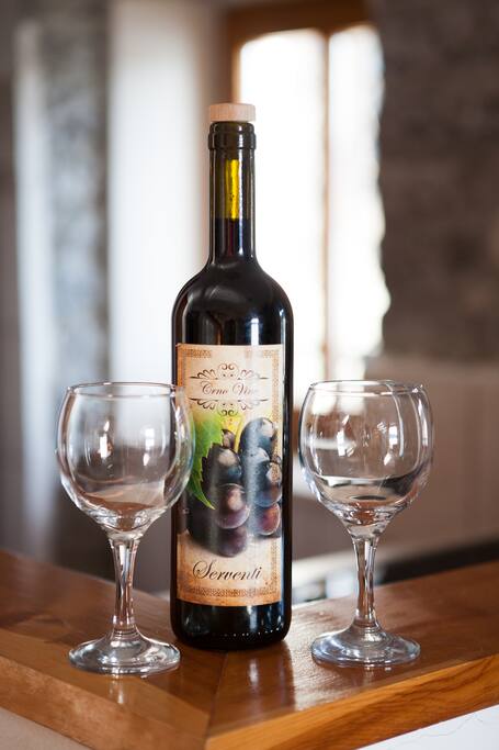 Wellcoming Drink for our guests - home made Wine Serventi
