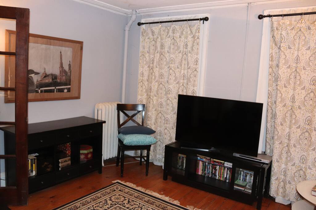 Front room with smart tv.
