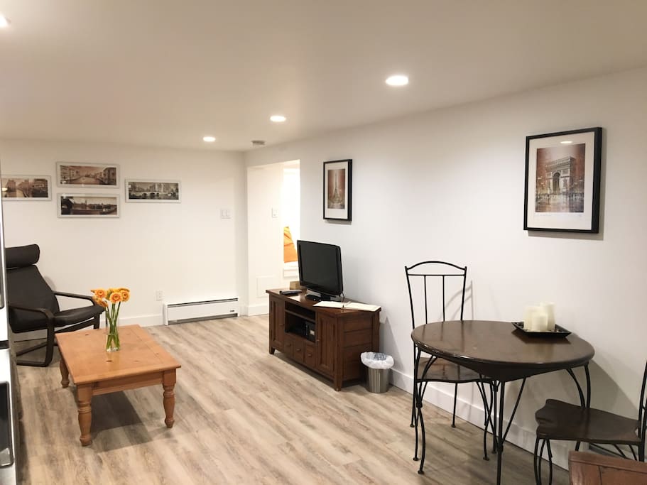 Bright, open living and dining space.