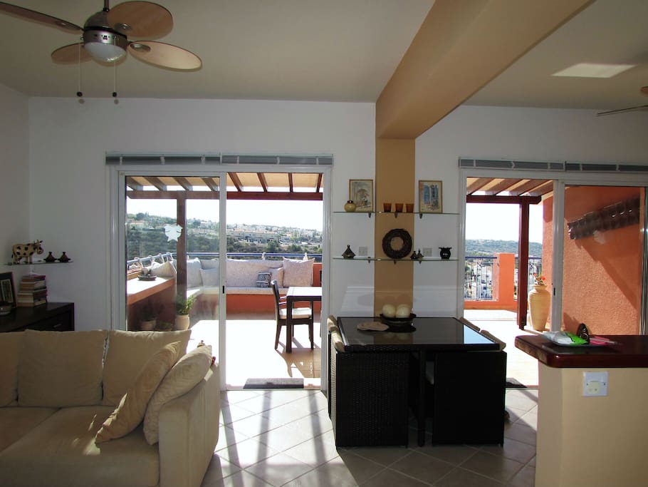 Lounge area with sliding doors leading onto terrace
