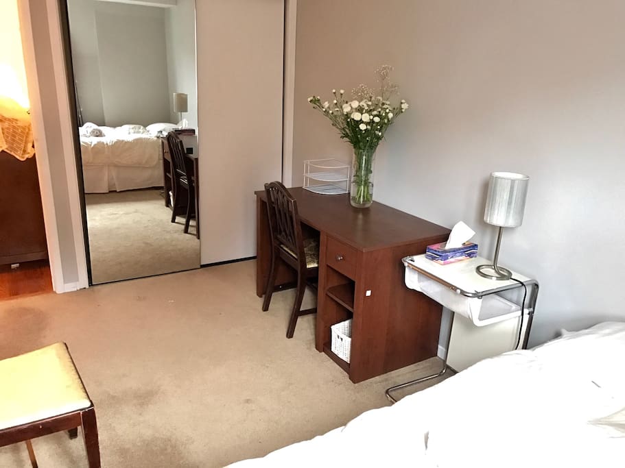 Full Length Mirror, Closet, and Workspace in your bedroom