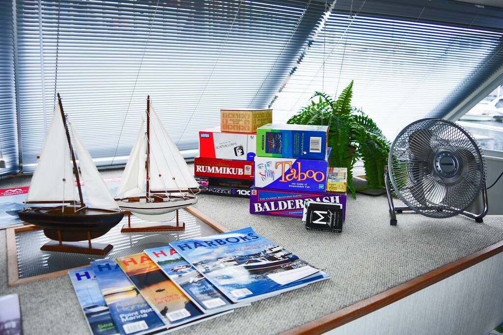 Games, DVD's and other things when not looking at the water.