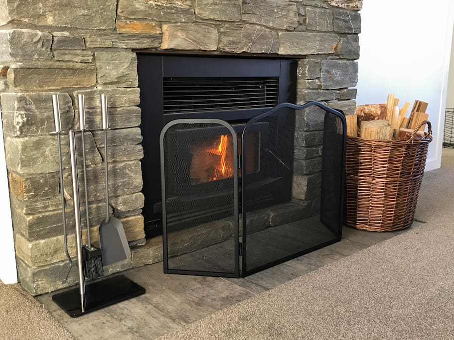 Warm up to the fireplace.