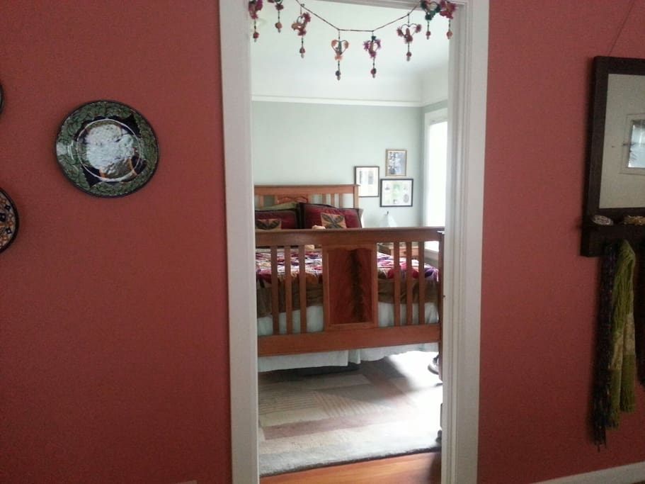 looking into bedroom from living room