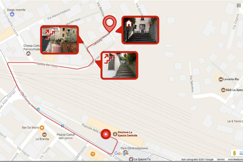 mappa a piedi dalla stazione ferroviaria di La Spezia