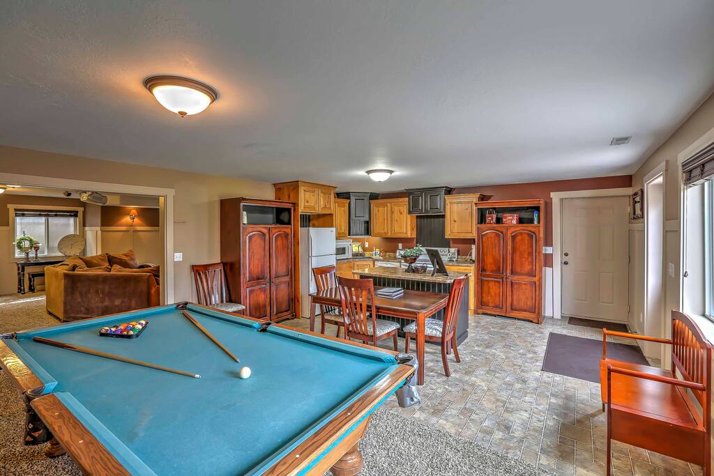 Challenge family or friends to a game of pool!