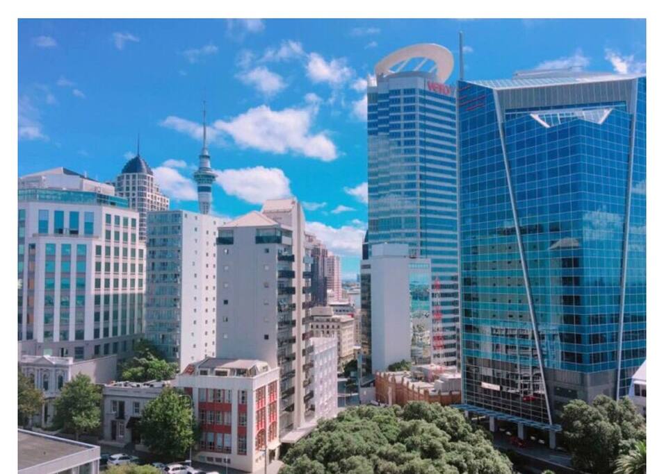This corner apartment has stunning views of the city.