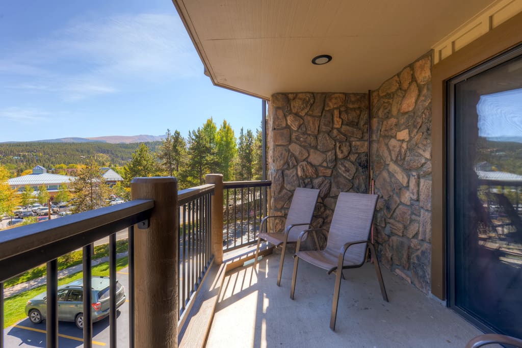 Spacious deck overlooking Park Ave and Baldy Mtn.