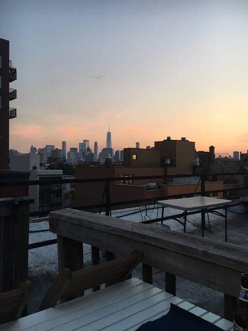 Sunset on the rooftop - you can see the 1 World Trade!