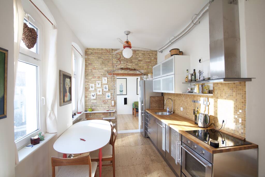 Kitchen with unique design features and artwork