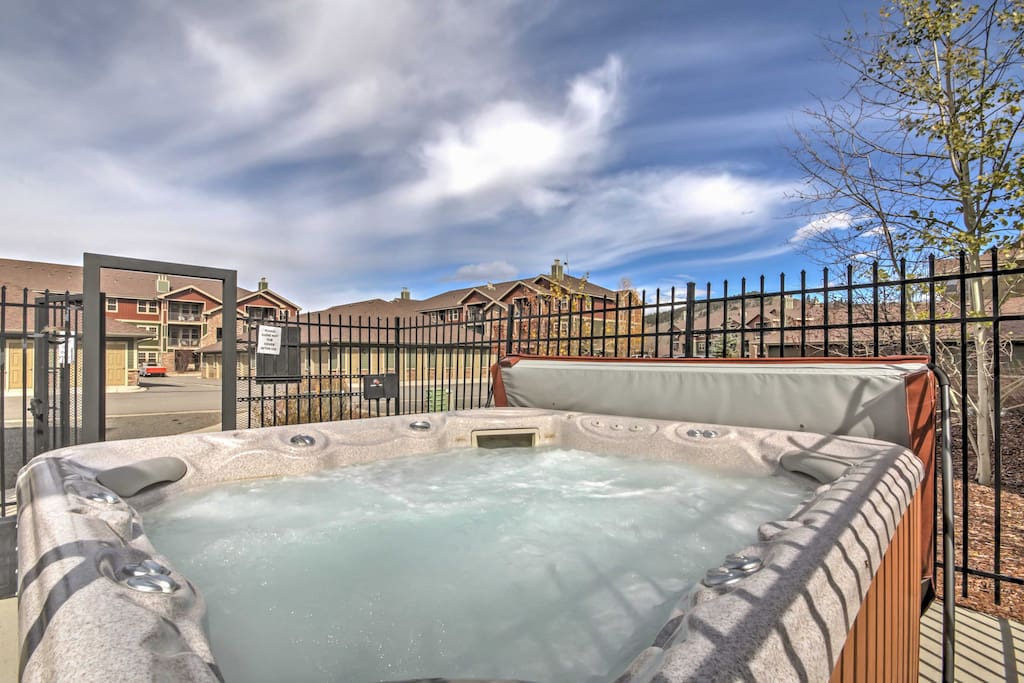 After spending your day exploring the great outdoors, come home to take a soothing dip in the community hot tub.