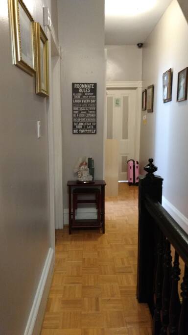Hallway view of private locked room