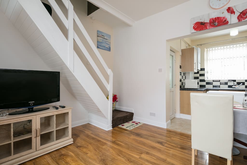 Guest TV and Upstairs Steps