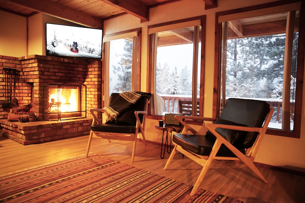 Living room with ski slope views