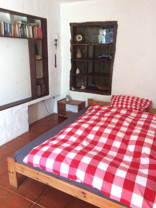 Your bedroom with a double bed and cupboard for clothes etc
