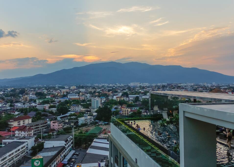 City & Mountain view (Doi Suthep mountain) the heritage of Chiang mai.