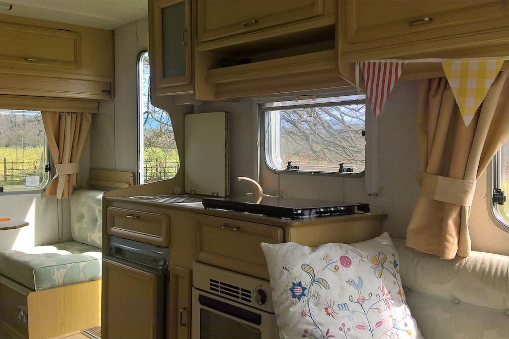 Interior - sofas, cooker, fridge, sink