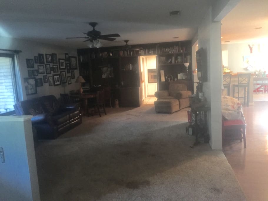 Living area with a couch and love seat.