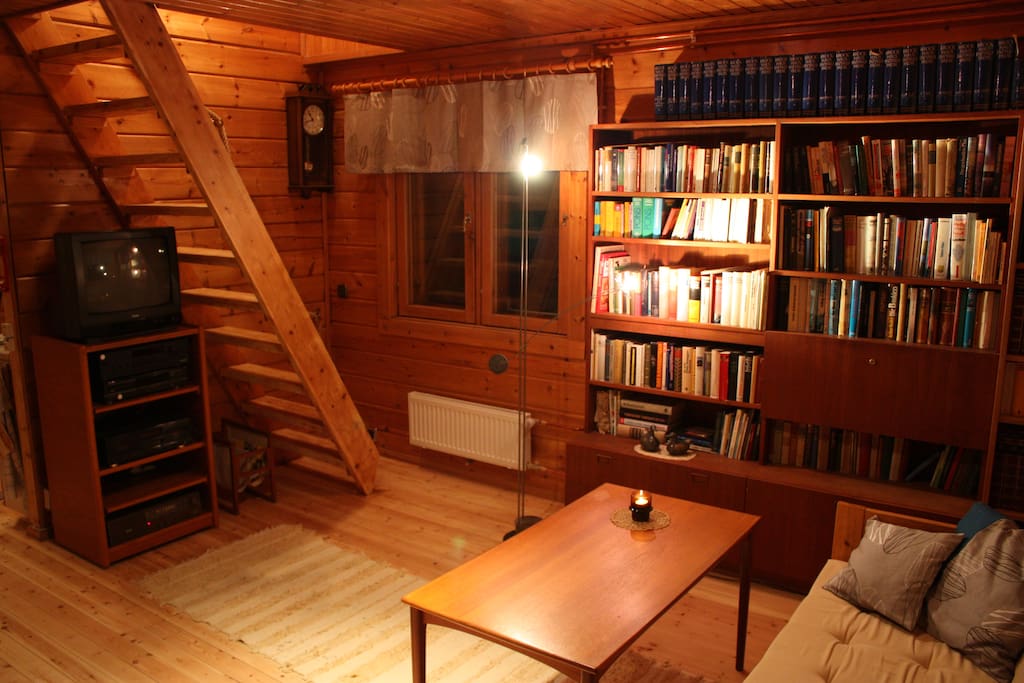 Olohuone, satelliitti- ja antenni-TV - Wohnzimmer mit deutschem Satelliten-TV - Living room with satellite television
