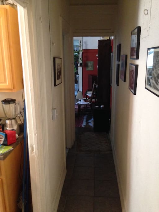 Entrance hallway, kitchen left