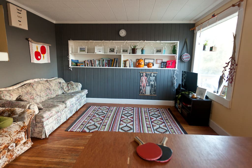 Living area with ping pong table