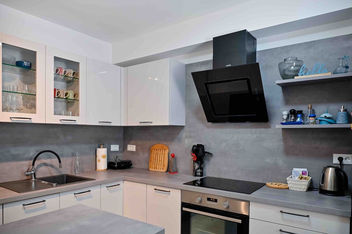 Full kitchen image 1 at Apartment Festini – Spacious apartment in central Pag in Pag