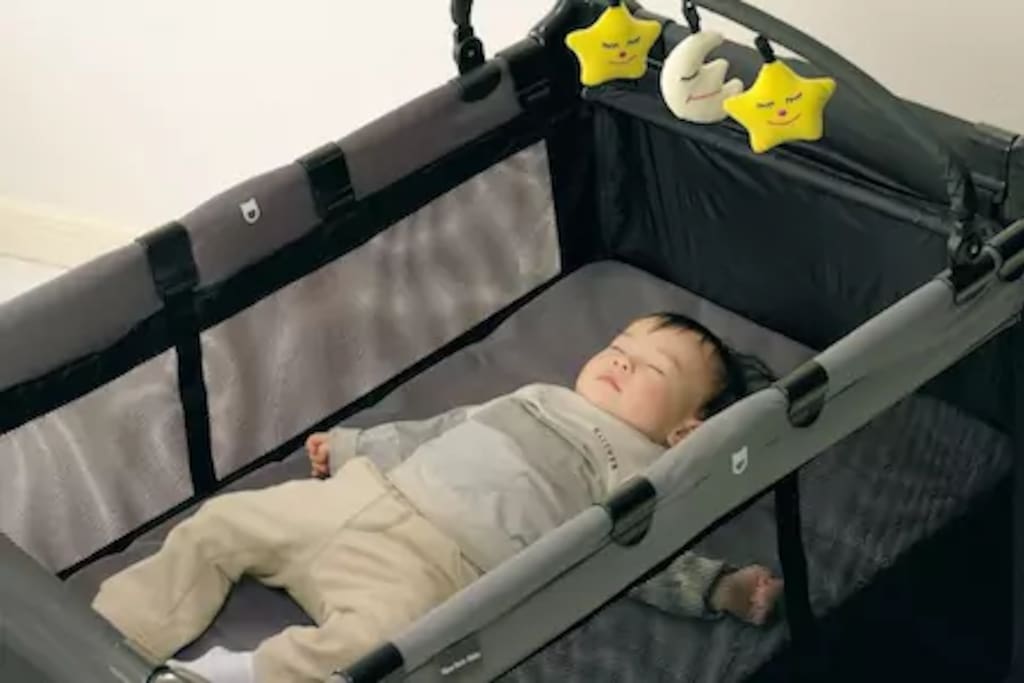 Provided baby cot.