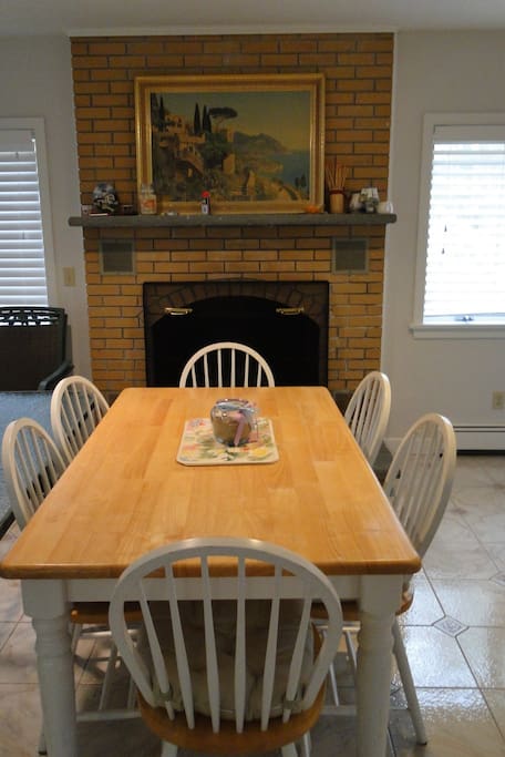 Fireplace & kitchen table