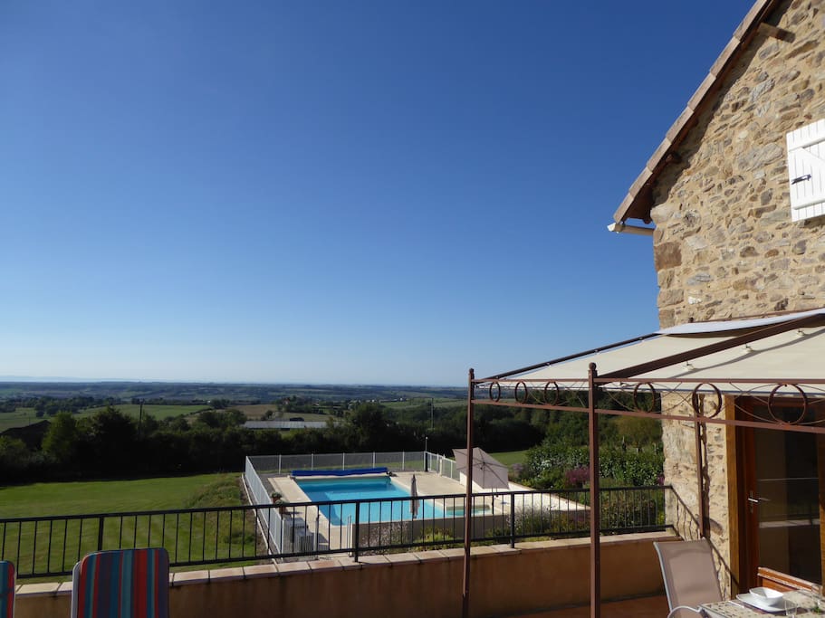The view sometimes includes the Pyrenees over 100 miles away