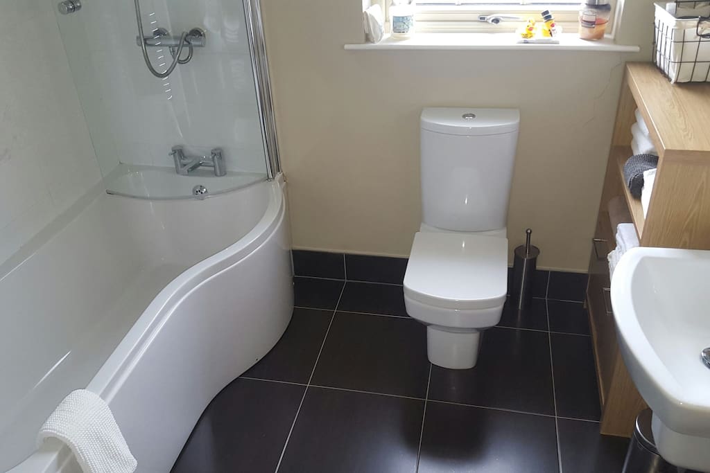 Modern private bathroom solely for your use.