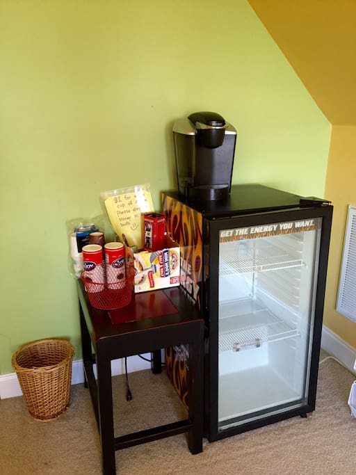 Kurig coffee is for 1$ and water bottle is provided 2 bottles each day