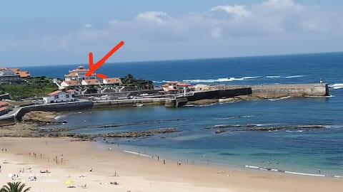 Tudor building overlooking the Cantabrian Sea
