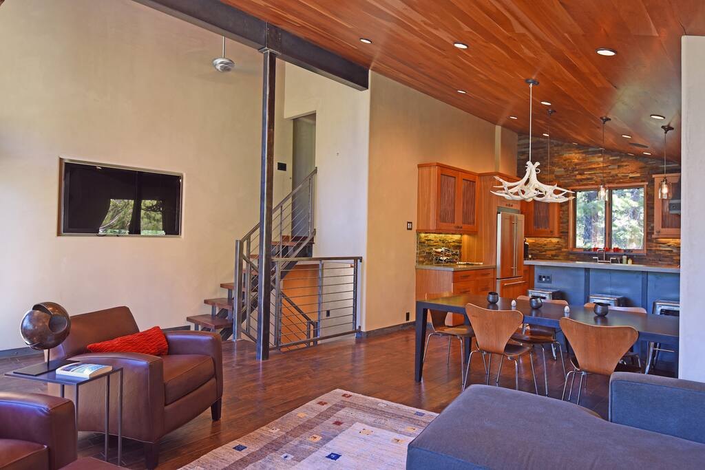 Flatscreen TV and the dining room table