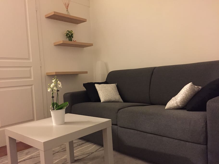 Small but confortable flat, with a new sofa bed, TV and cupboards.