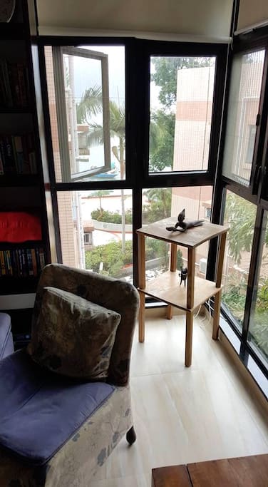Corner window, view of South China Sea