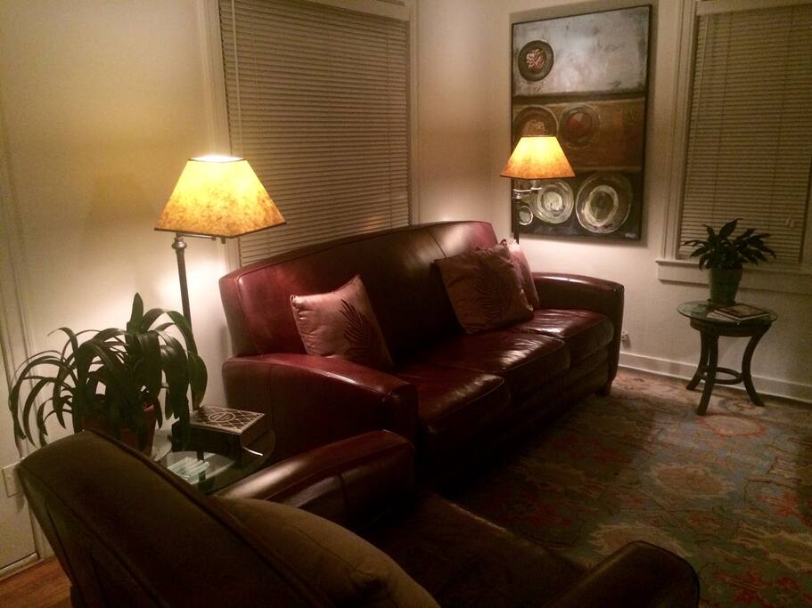 Leather furniture, original art and hand- crafted furnishings