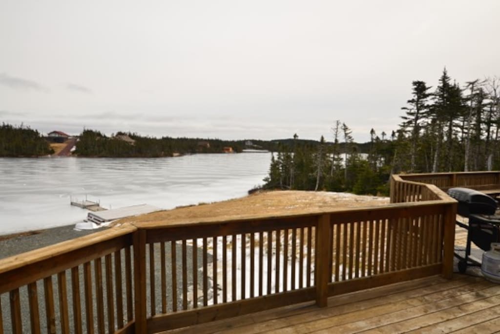 Front deck overlooking the pond