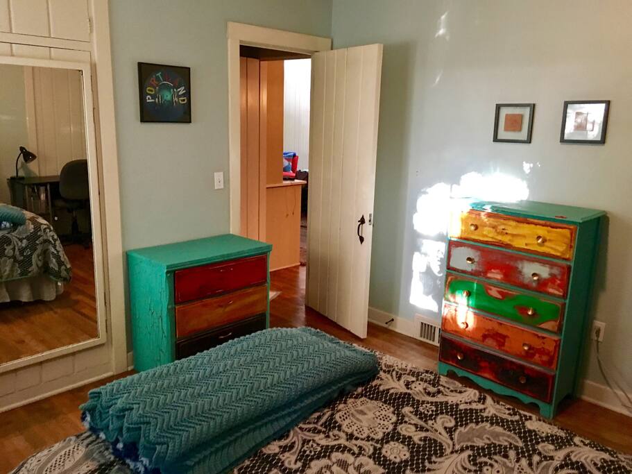 More space than you would ever need! Use of two dressers and full closet for all of your traveling needs.