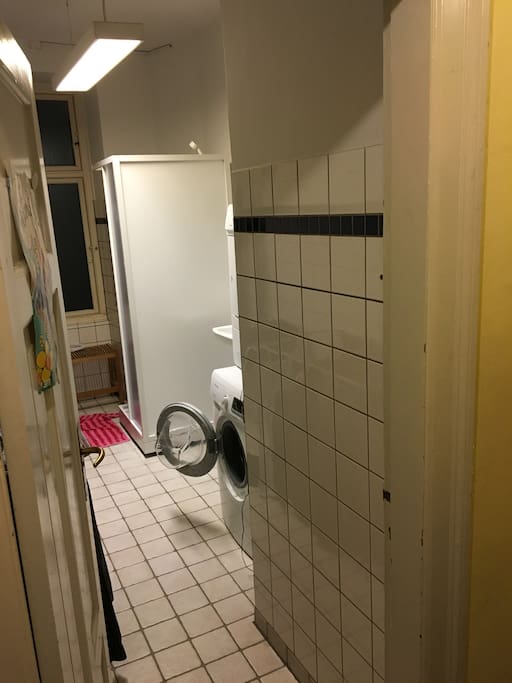 The bathroom (and washer and dryer).