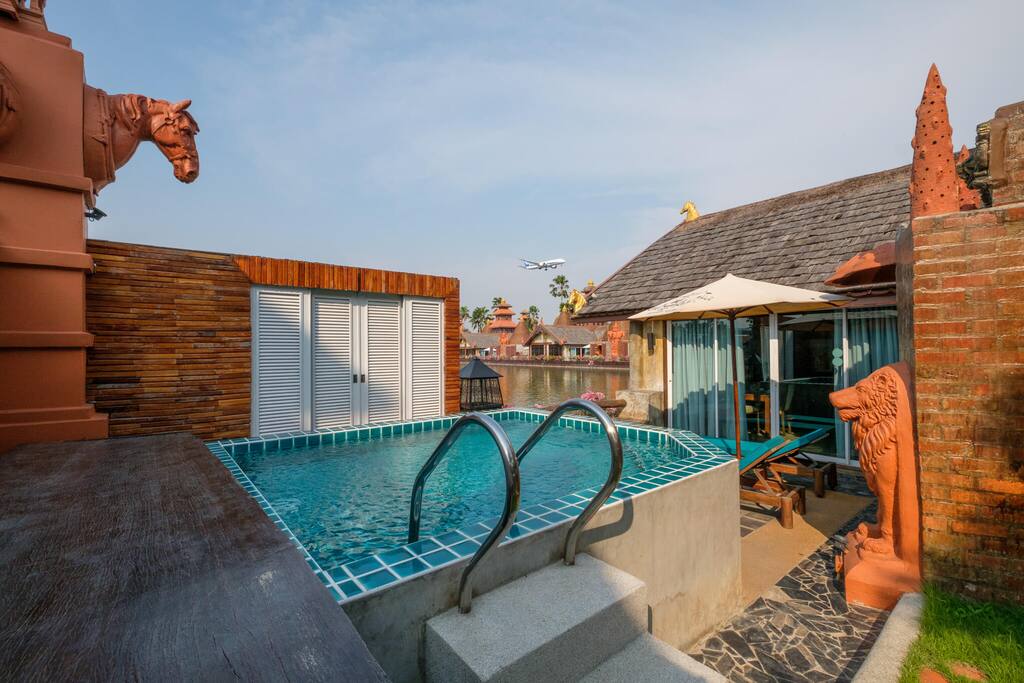 large outdoor terrace and private pool