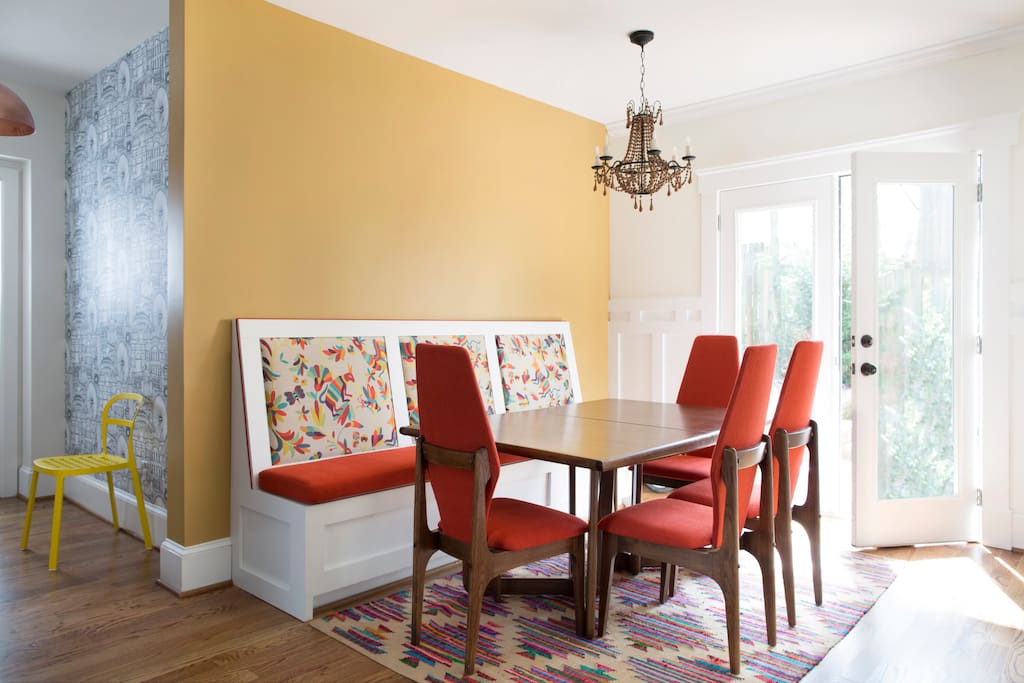 Enjoy your dinner in our bright, airy dining room. With doors leading to the backyard so you can enjoy the breeze.