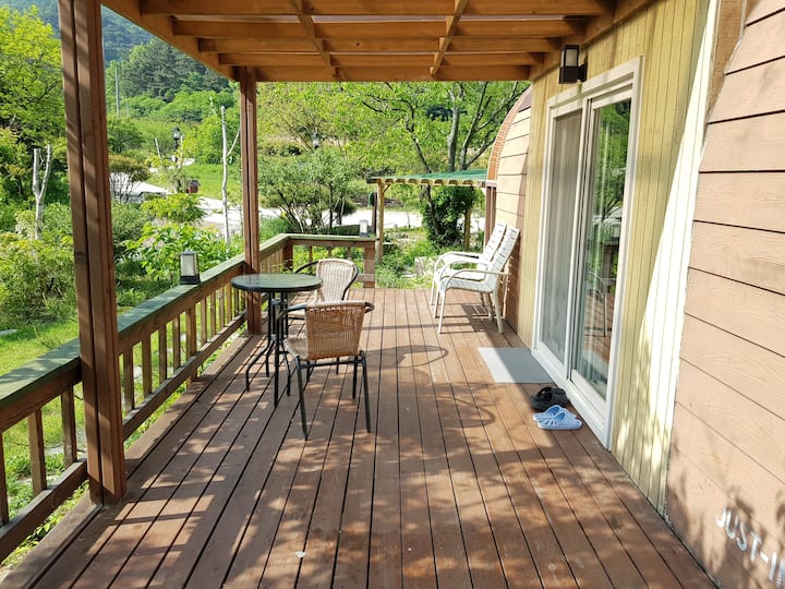 Outdoor deck for tea and BBQ and relaxation.